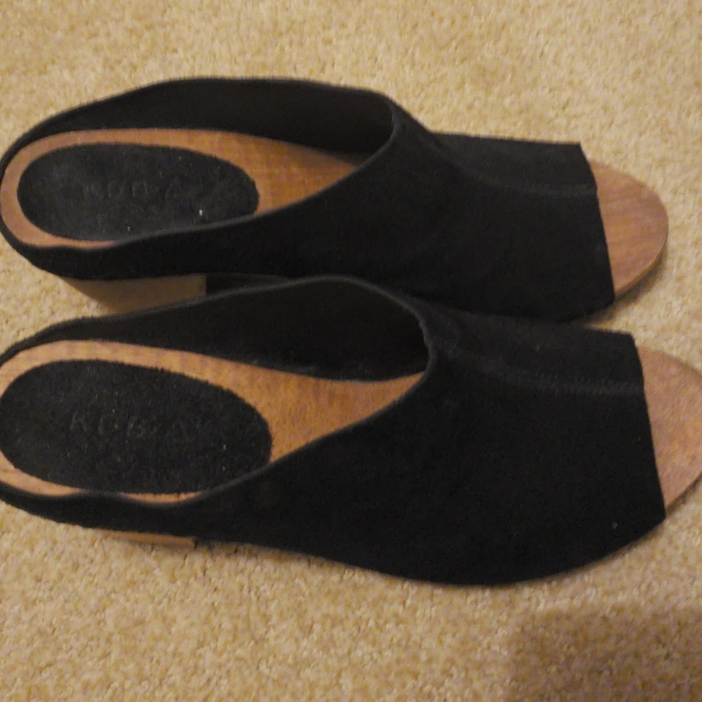 Black suede wedge